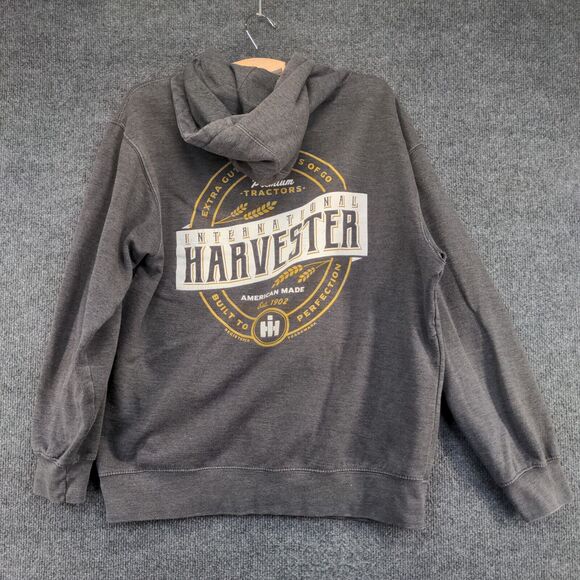 Case IH Men's International Harvester Hoodie Gray Medium Long Sleeve Pullover - Picture 4 of 16